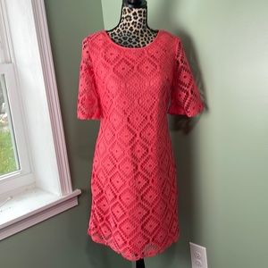 CB coral lace overlay dress 6